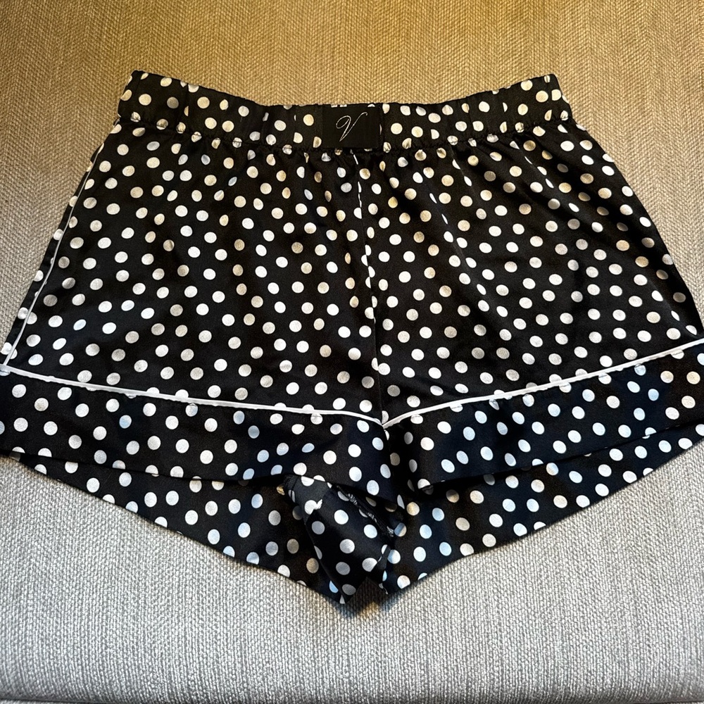 Victoria's Secret Black and White Polka Dot Satin Sleep Shorts